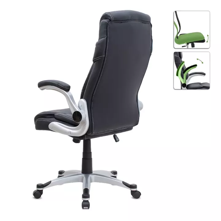 Καρέκλα γραφείου διευθυντική Gustavo Megapap από τεχνόδερμα χρώμα μαύρο 69x65x116/126εκ.