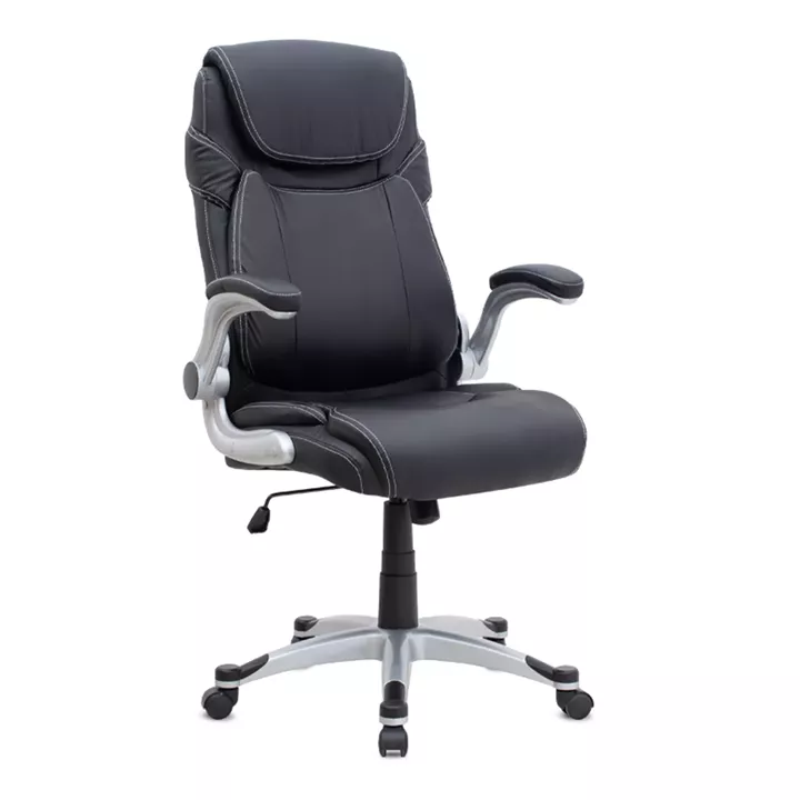 Καρέκλα γραφείου διευθυντική Gustavo Megapap από τεχνόδερμα χρώμα μαύρο 69x65x116/126εκ.