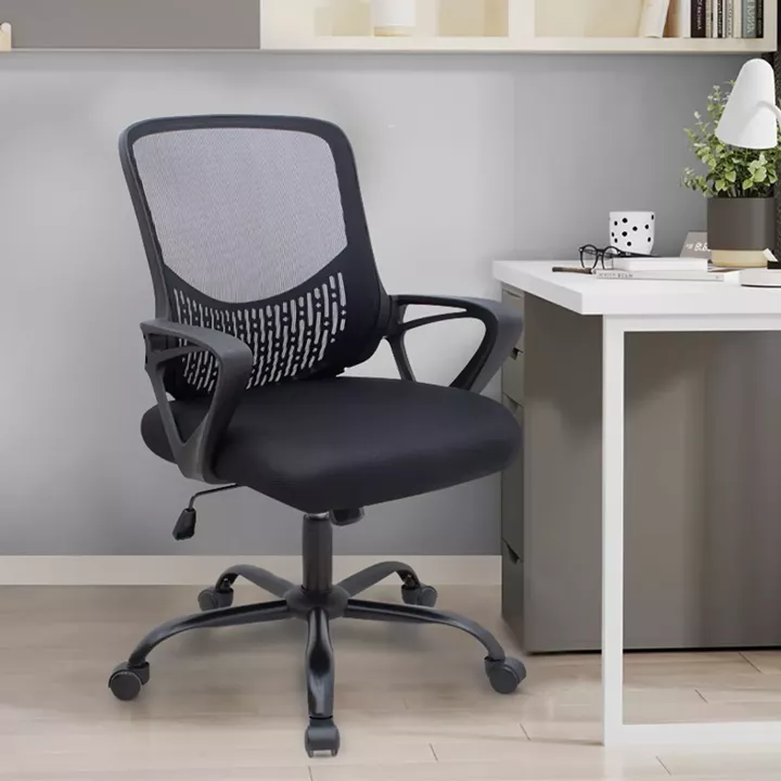 Καρέκλα γραφείου Freda Megapap με ύφασμα Mesh χρώμα μαύρο 65x65x90/100εκ.