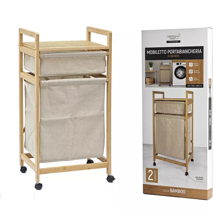 Καλάθι Απλύτων ArteLibre Μπαμπού/Ύφασμα 42x33.5x84.5cm