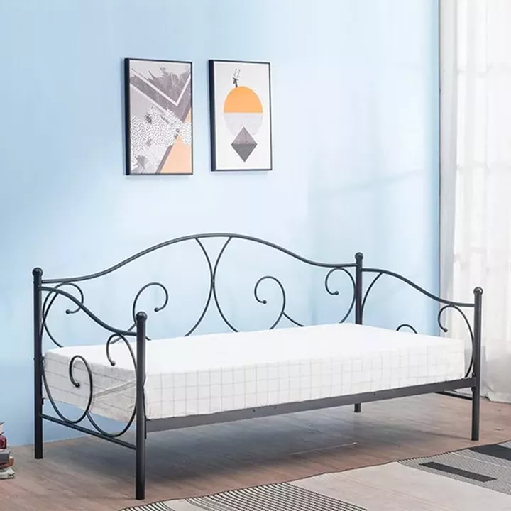 Κρεβάτι ArteLibre MICHAEL Μεταλλικό Sandy Black 209x97x106cm (200x90cm)