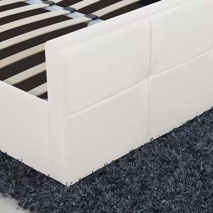 Κρεβάτι ArteLibre ANEMONE Λευκό PU Με Αποθηκευτικό Χώρο 217.5x170.5x100cm (Στρώμα 160x200cm)