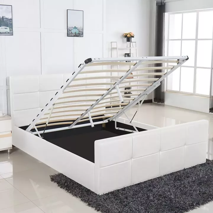 Κρεβάτι ArteLibre ANEMONE Λευκό PU Με Αποθηκευτικό Χώρο 217.5x170.5x100cm (Στρώμα 160x200cm)