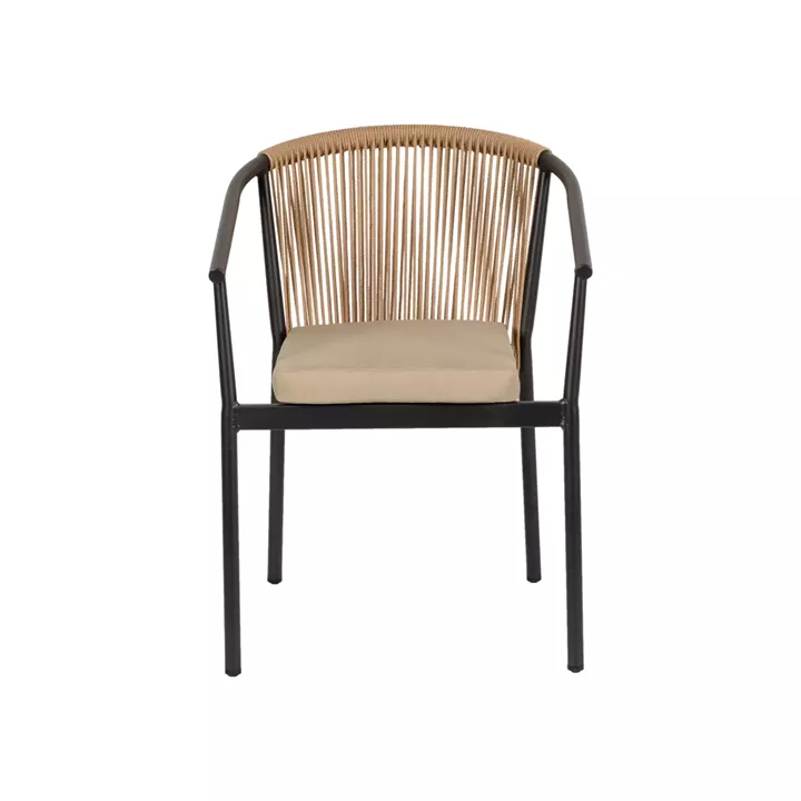 Πολυθρόνα Κήπου ArteLibre MANDRAKA Μαύρο/Φυσικό Αλουμίνιο/Rattan 57x61x78cm