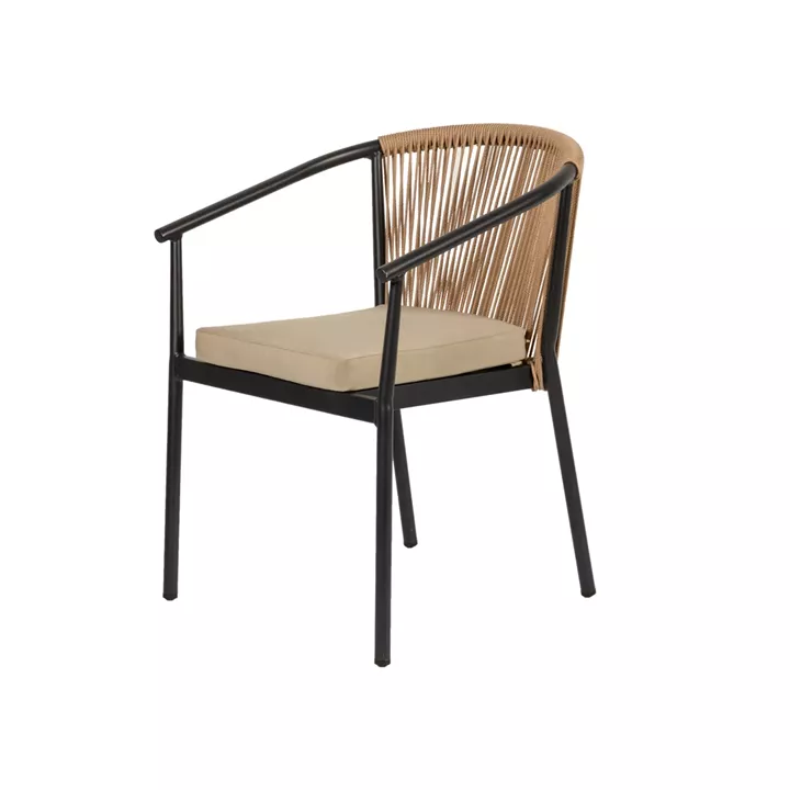 Πολυθρόνα Κήπου ArteLibre MANDRAKA Μαύρο/Φυσικό Αλουμίνιο/Rattan 57x61x78cm