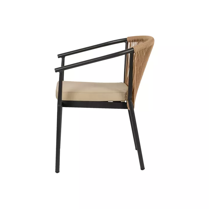 Πολυθρόνα Κήπου ArteLibre MANDRAKA Μαύρο/Φυσικό Αλουμίνιο/Rattan 57x61x78cm