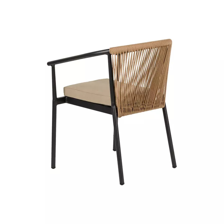 Πολυθρόνα Κήπου ArteLibre MANDRAKA Μαύρο/Φυσικό Αλουμίνιο/Rattan 57x61x78cm