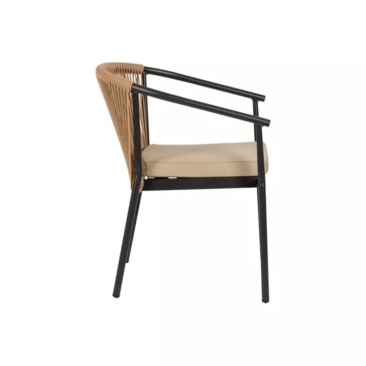 Πολυθρόνα Κήπου ArteLibre MANDRAKA Μαύρο/Φυσικό Αλουμίνιο/Rattan 57x61x78cm