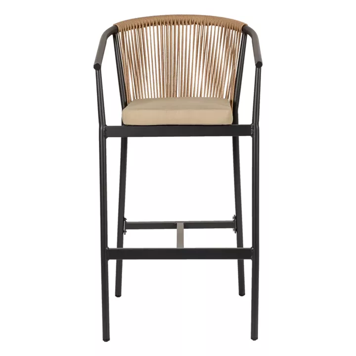 Σκαμπό ArteLibre MANDRAKA Μαύρο/Φυσικό Αλουμίνιο/Rattan 56x63x108cm