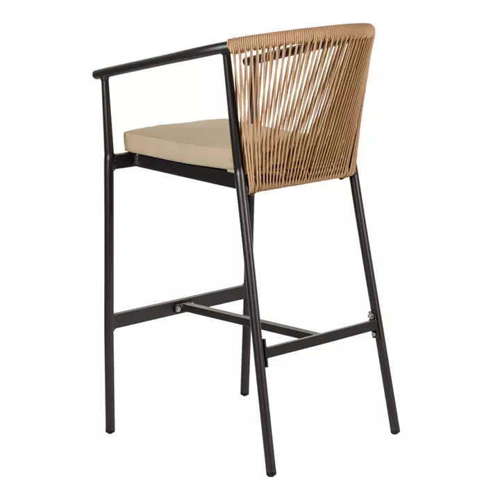 Σκαμπό ArteLibre MANDRAKA Μαύρο/Φυσικό Αλουμίνιο/Rattan 56x63x108cm