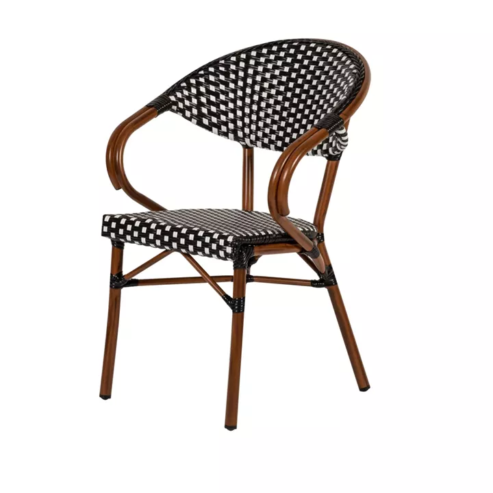 Πολυθρόνα Κήπου ArteLibre MUTUMA Λευκό/Μαύρο/Μπαμπού Αλουμίνιο/Rattan 57x60x82cm