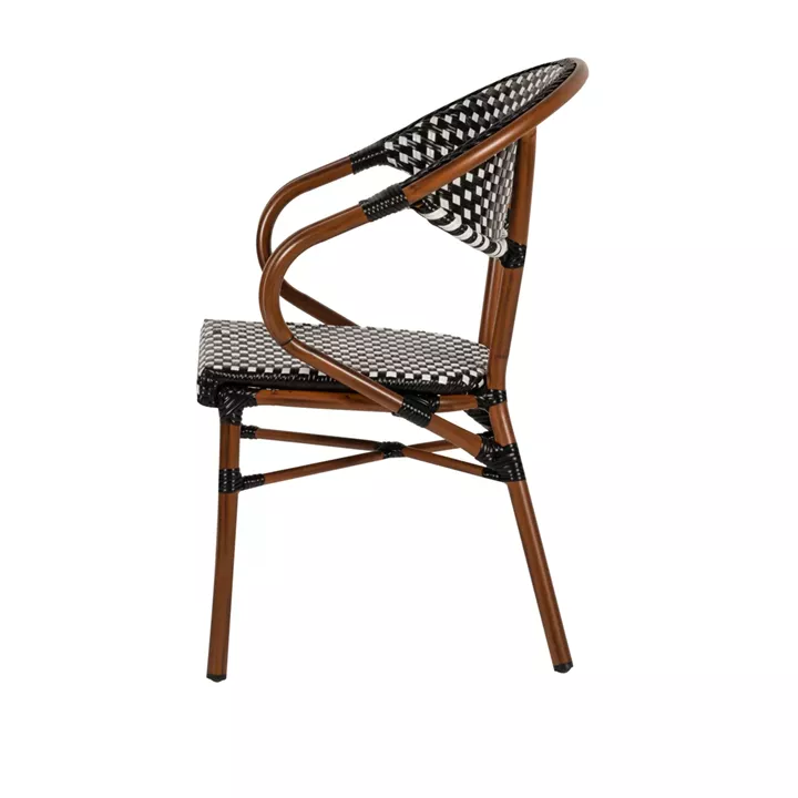 Πολυθρόνα Κήπου ArteLibre MUTUMA Λευκό/Μαύρο/Μπαμπού Αλουμίνιο/Rattan 57x60x82cm