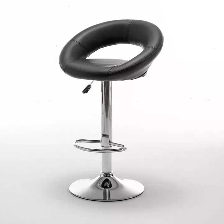 Σκαμπό Bar ArteLibre FETT Με Πλάτη Πτυσσόμενο Μαύρο PU/Μέταλλο 54x49x81-103cm