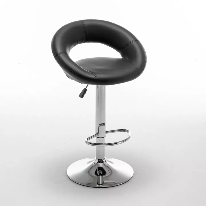 Σκαμπό Bar ArteLibre FETT Με Πλάτη Πτυσσόμενο Μαύρο PU/Μέταλλο 54x49x81-103cm