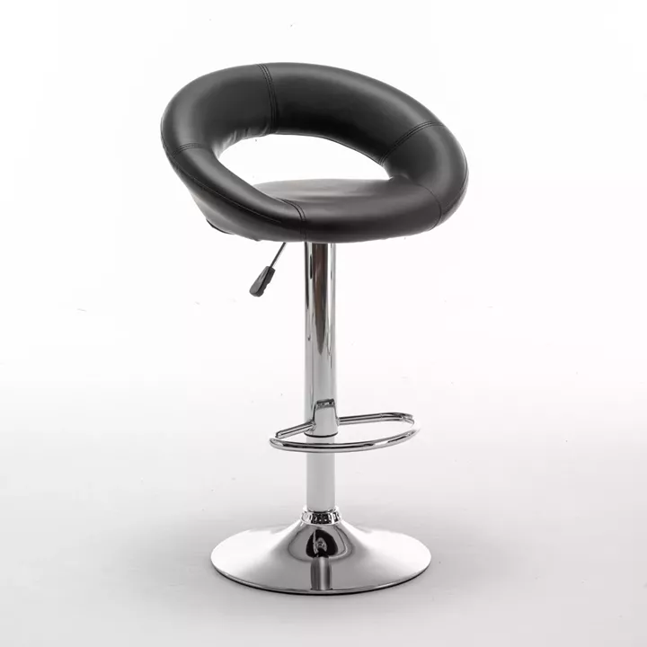 Σκαμπό Bar ArteLibre FETT Με Πλάτη Πτυσσόμενο Μαύρο PU/Μέταλλο 54x49x81-103cm