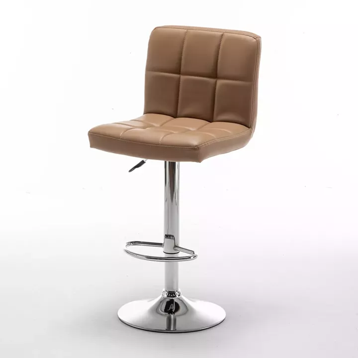 Σκαμπό Bar ArteLibre DIN Με Πλάτη Πτυσσόμενο Cappuccino PVC/Μέταλλο 44x50x92-113cm