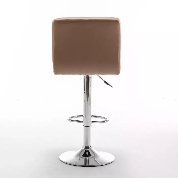 Σκαμπό Bar ArteLibre DIN Με Πλάτη Πτυσσόμενο Cappuccino PVC/Μέταλλο 44x50x92-113cm