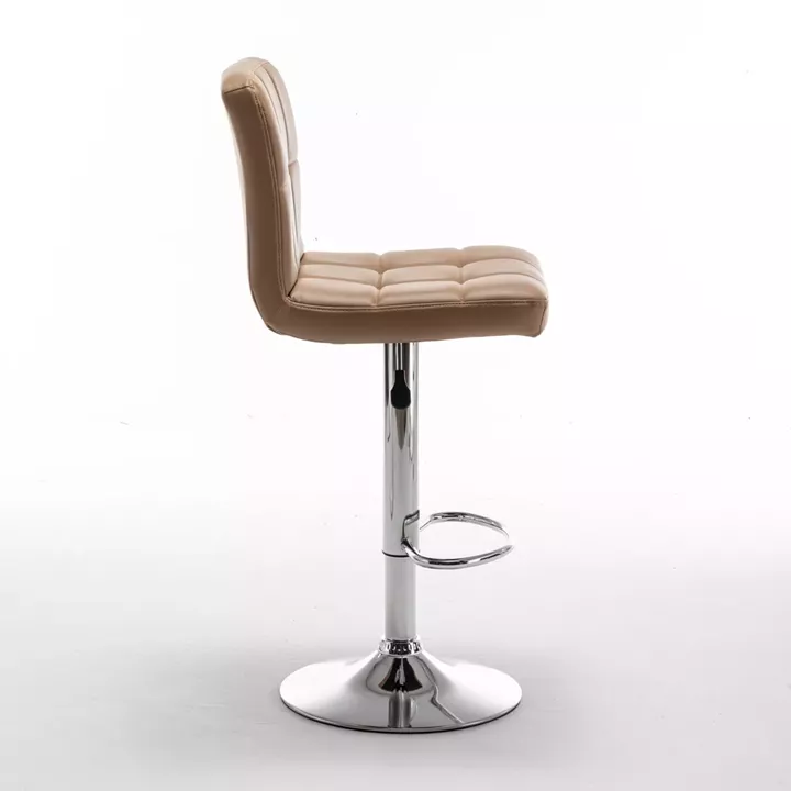 Σκαμπό Bar ArteLibre DIN Με Πλάτη Πτυσσόμενο Cappuccino PVC/Μέταλλο 44x50x92-113cm