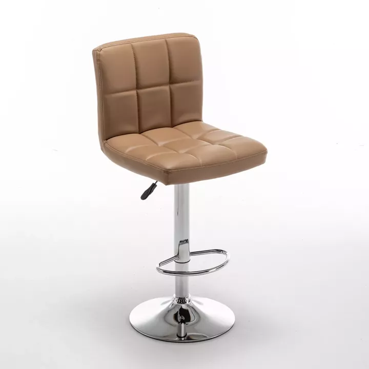 Σκαμπό Bar ArteLibre DIN Με Πλάτη Πτυσσόμενο Cappuccino PVC/Μέταλλο 44x50x92-113cm