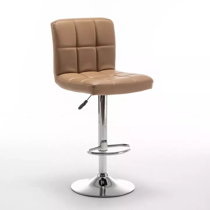 Σκαμπό Bar ArteLibre DIN Με Πλάτη Πτυσσόμενο Cappuccino PVC/Μέταλλο 44x50x92-113cm