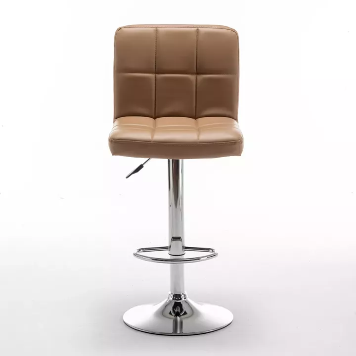 Σκαμπό Bar ArteLibre DIN Με Πλάτη Πτυσσόμενο Cappuccino PVC/Μέταλλο 44x50x92-113cm