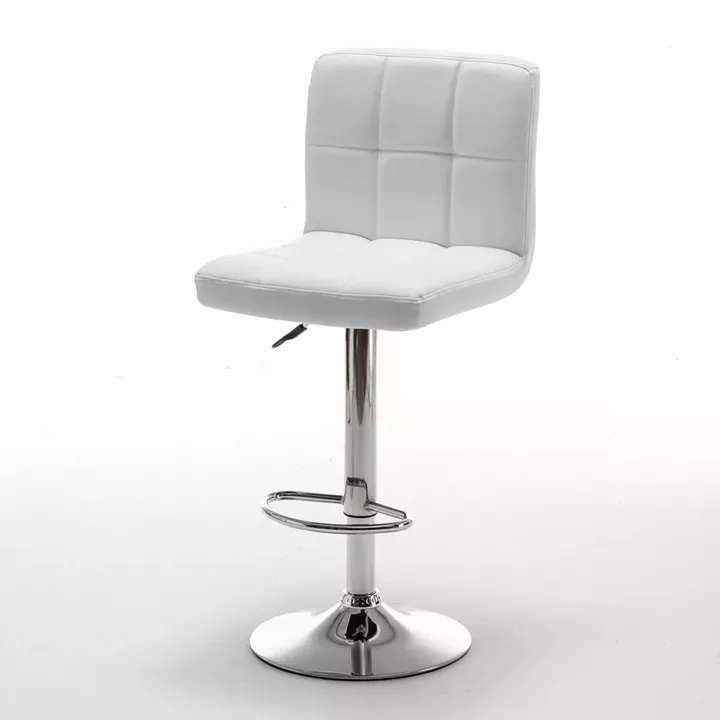 Σκαμπό Bar ArteLibre DIN Με Πλάτη Πτυσσόμενο Λευκό PVC/Μέταλλο 44x50x92-113cm