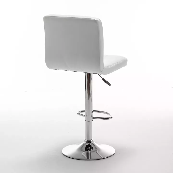 Σκαμπό Bar ArteLibre DIN Με Πλάτη Πτυσσόμενο Λευκό PVC/Μέταλλο 44x50x92-113cm