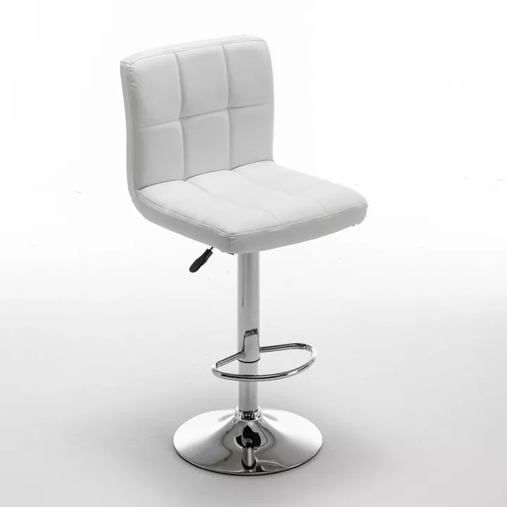 Σκαμπό Bar ArteLibre DIN Με Πλάτη Πτυσσόμενο Λευκό PVC/Μέταλλο 44x50x92-113cm