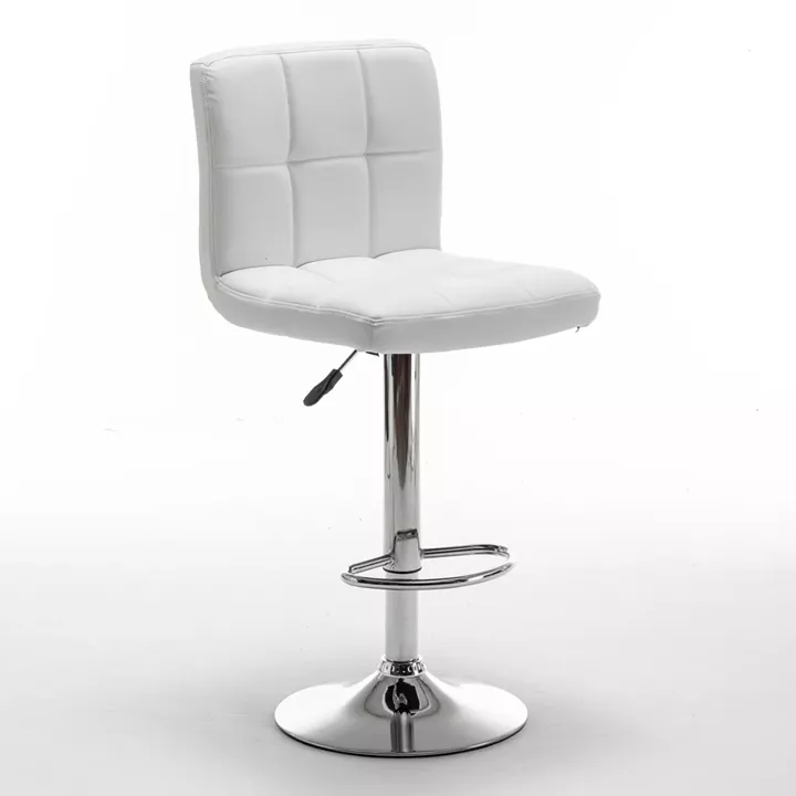 Σκαμπό Bar ArteLibre DIN Με Πλάτη Πτυσσόμενο Λευκό PVC/Μέταλλο 44x50x92-113cm