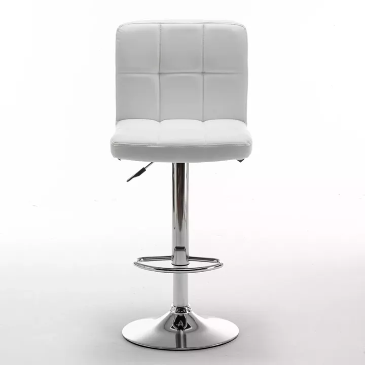 Σκαμπό Bar ArteLibre DIN Με Πλάτη Πτυσσόμενο Λευκό PVC/Μέταλλο 44x50x92-113cm