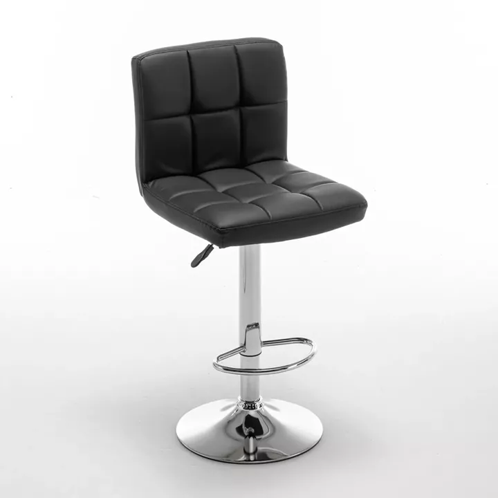 Σκαμπό Bar ArteLibre DIN Με Πλάτη Πτυσσόμενο Μαύρο PVC/Μέταλλο 44x50x92-113cm