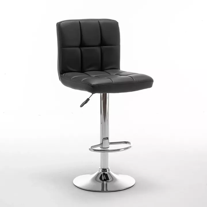 Σκαμπό Bar ArteLibre DIN Με Πλάτη Πτυσσόμενο Μαύρο PVC/Μέταλλο 44x50x92-113cm