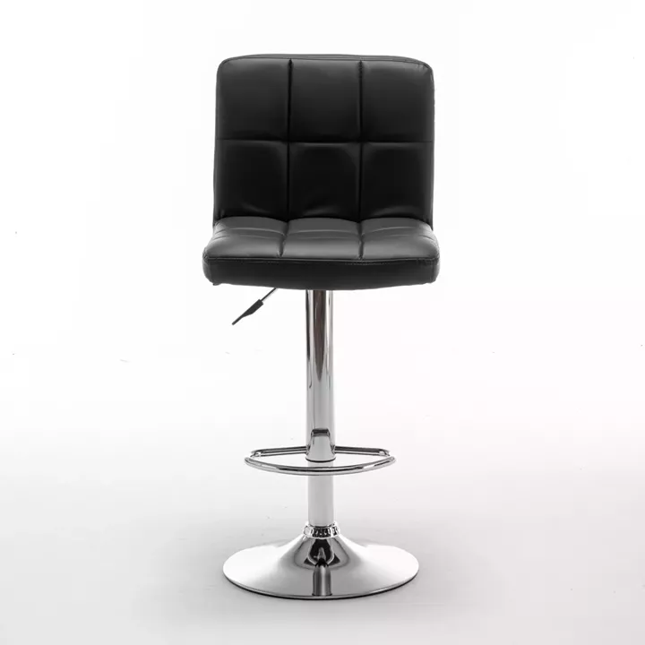 Σκαμπό Bar ArteLibre DIN Με Πλάτη Πτυσσόμενο Μαύρο PVC/Μέταλλο 44x50x92-113cm