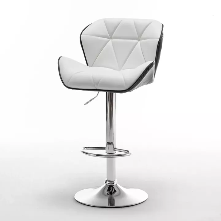 Σκαμπό Bar ArteLibre DRASH Με Πλάτη Πτυσσόμενο Λευκό/Μαύρο PU/Μέταλλο 54x52x87-109cm