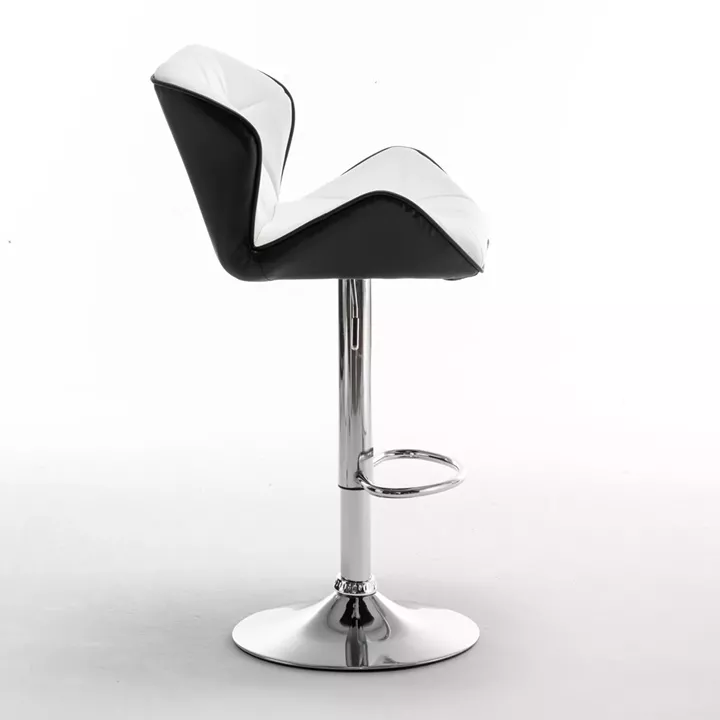 Σκαμπό Bar ArteLibre DRASH Με Πλάτη Πτυσσόμενο Λευκό/Μαύρο PU/Μέταλλο 54x52x87-109cm