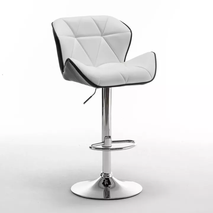 Σκαμπό Bar ArteLibre DRASH Με Πλάτη Πτυσσόμενο Λευκό/Μαύρο PU/Μέταλλο 54x52x87-109cm