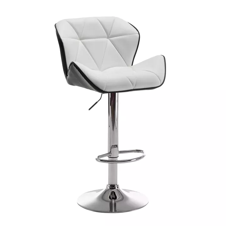 Σκαμπό Bar ArteLibre DRASH Με Πλάτη Πτυσσόμενο Λευκό/Μαύρο PU/Μέταλλο 54x52x87-109cm