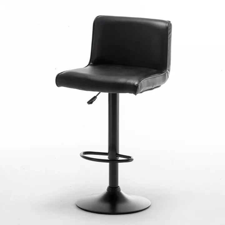 Σκαμπό Bar ArteLibre ARMOR Με Πλάτη Πτυσσόμενο Μαύρο PU/Μέταλλο 45x48x86-107.5cm