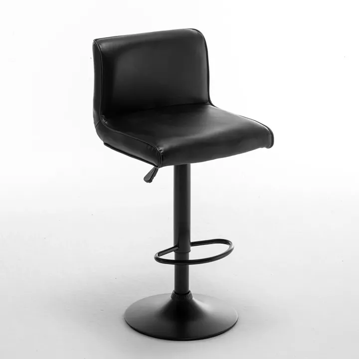 Σκαμπό Bar ArteLibre ARMOR Με Πλάτη Πτυσσόμενο Μαύρο PU/Μέταλλο 45x48x86-107.5cm