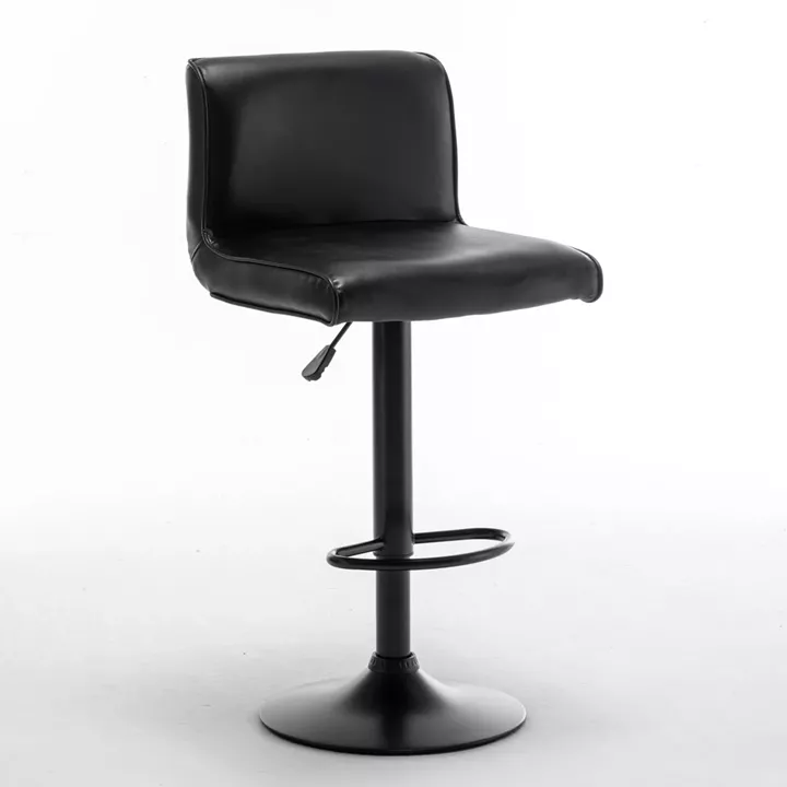 Σκαμπό Bar ArteLibre ARMOR Με Πλάτη Πτυσσόμενο Μαύρο PU/Μέταλλο 45x48x86-107.5cm