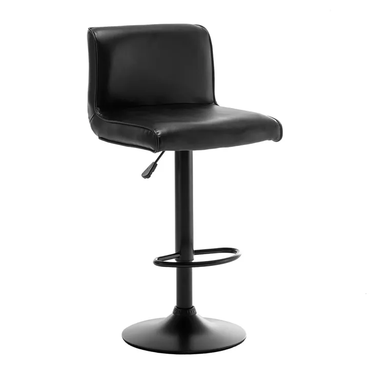 Σκαμπό Bar ArteLibre ARMOR Με Πλάτη Πτυσσόμενο Μαύρο PU/Μέταλλο 45x48x86-107.5cm