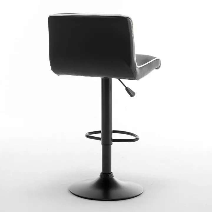 Σκαμπό Bar ArteLibre ARMOR Με Πλάτη Πτυσσόμενο Μαύρο/Λευκό PU/Μέταλλο 45x48x86-107.5cm