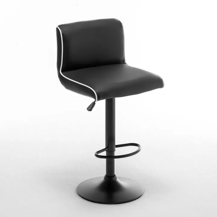 Σκαμπό Bar ArteLibre ARMOR Με Πλάτη Πτυσσόμενο Μαύρο/Λευκό PU/Μέταλλο 45x48x86-107.5cm