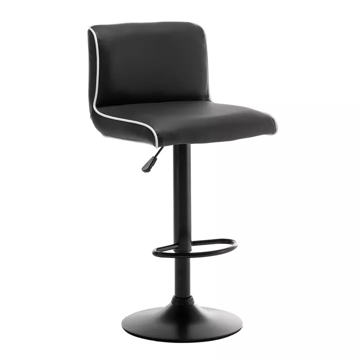 Σκαμπό Bar ArteLibre ARMOR Με Πλάτη Πτυσσόμενο Μαύρο/Λευκό PU/Μέταλλο 45x48x86-107.5cm