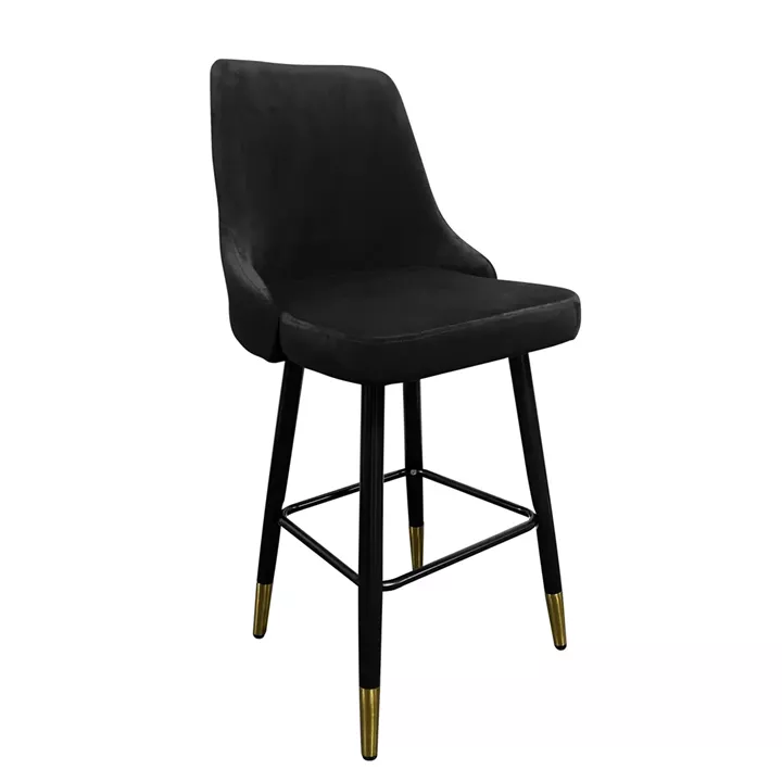 Σκαμπό Bar ArteLibre COBB Με Πλάτη Μαύρο Βελούδο/Μέταλλο 49x53x100cm