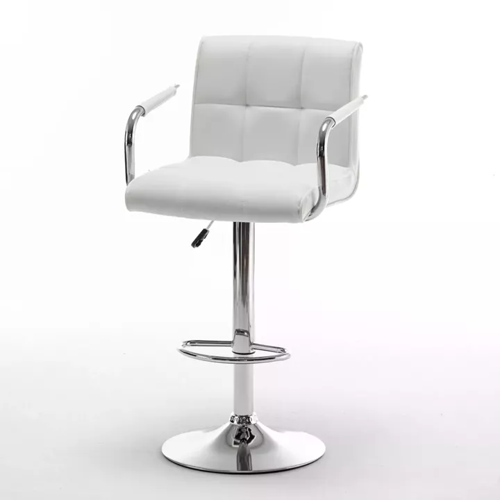 Σκαμπό Bar ArteLibre DOKK Με Πλάτη Πτυσσόμενο Λευκό PU/Μέταλλο 52x56x94-115cm