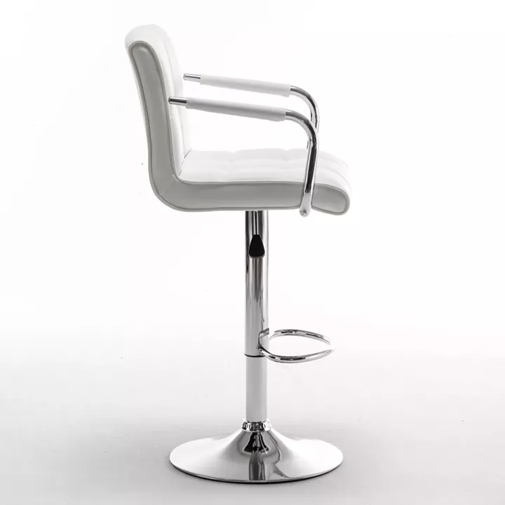 Σκαμπό Bar ArteLibre DOKK Με Πλάτη Πτυσσόμενο Λευκό PU/Μέταλλο 52x56x94-115cm