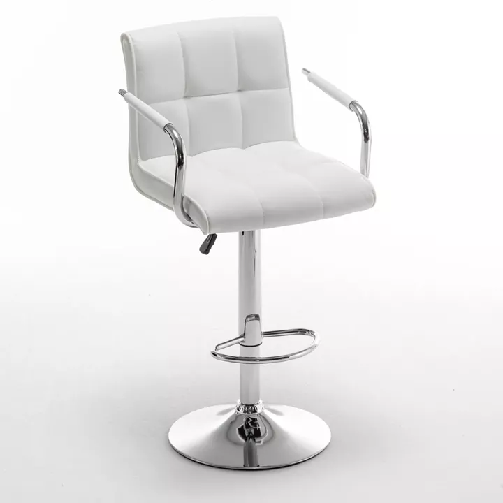 Σκαμπό Bar ArteLibre DOKK Με Πλάτη Πτυσσόμενο Λευκό PU/Μέταλλο 52x56x94-115cm