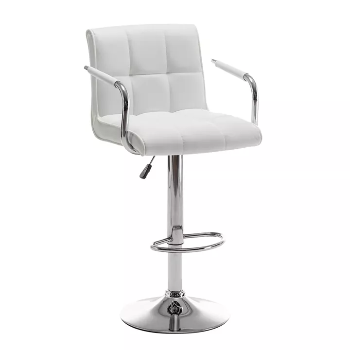 Σκαμπό Bar ArteLibre DOKK Με Πλάτη Πτυσσόμενο Λευκό PU/Μέταλλο 52x56x94-115cm