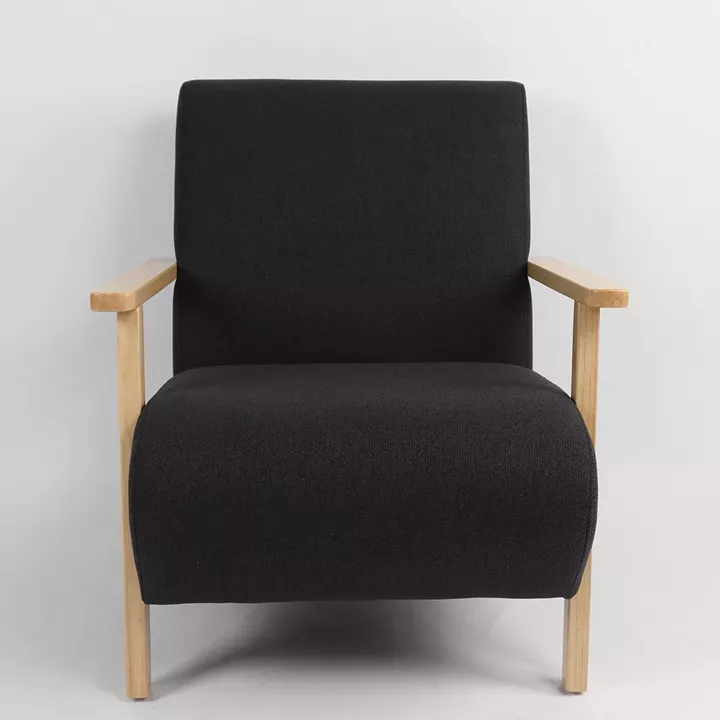 Πολυθρόνα ArteLibre GREVILLEA Μαύρο/Φυσικό Ύφασμα/Ξύλο 82x70.5x85cm